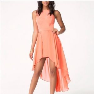 NWOT: Bebe | high low dress | Peach/Coral